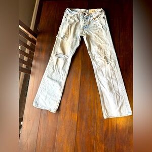 Men size 30/32 Hollister jeans (bootcut leg, button fly, distressed)